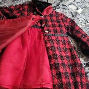 Chic Kids Red and Black Plaid Pea Coat